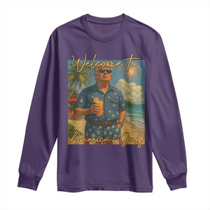 Welcome To Americas Gulf Long Sleeve Shirt Funny Trump Americana Retro Summer Vibe TS02 Purple Print Your Wear