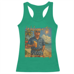 Welcome To Americas Gulf Racerback Tank Top Funny Trump Americana Retro Summer Vibe TS02 Irish Green Print Your Wear