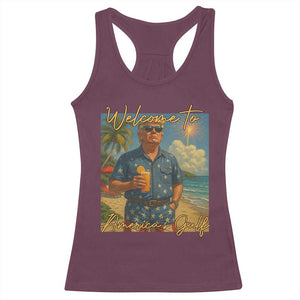 Welcome To Americas Gulf Racerback Tank Top Funny Trump Americana Retro Summer Vibe TS02 Maroon Print Your Wear