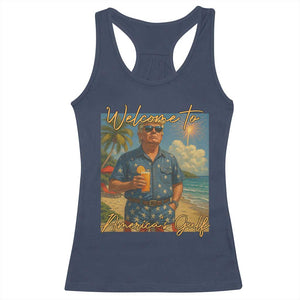 Welcome To Americas Gulf Racerback Tank Top Funny Trump Americana Retro Summer Vibe TS02 Navy Print Your Wear