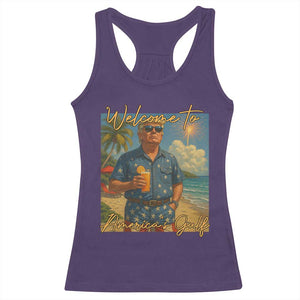Welcome To Americas Gulf Racerback Tank Top Funny Trump Americana Retro Summer Vibe TS02 Purple Print Your Wear