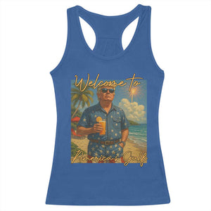 Welcome To Americas Gulf Racerback Tank Top Funny Trump Americana Retro Summer Vibe TS02 Royal Blue Print Your Wear