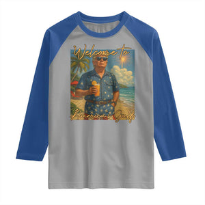 Welcome To Americas Gulf Raglan Shirt Funny Trump Americana Retro Summer Vibe TS02 Sport Gray Royal Print Your Wear