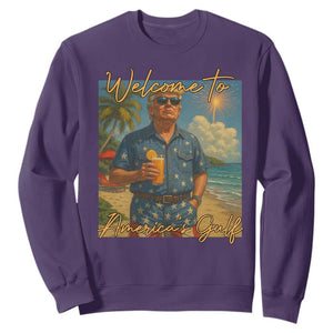 Welcome To Americas Gulf Sweatshirt Funny Trump Americana Retro Summer Vibe TS02 Purple Print Your Wear
