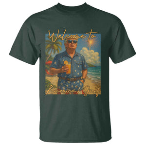 Welcome To Americas Gulf T Shirt Funny Trump Americana Retro Summer Vibe TS02 Dark Forest Green Print Your Wear