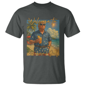 Welcome To Americas Gulf T Shirt Funny Trump Americana Retro Summer Vibe TS02 Dark Heather Print Your Wear