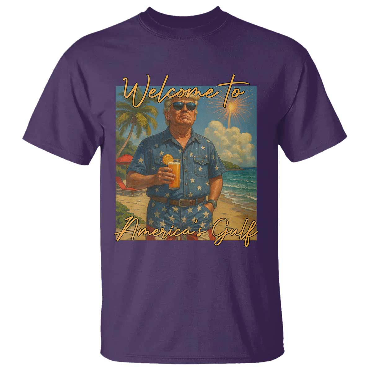 Welcome To Americas Gulf T Shirt Funny Trump Americana Retro Summer Vibe TS02 Purple Print Your Wear