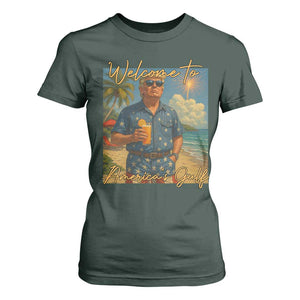 Welcome To Americas Gulf T Shirt For Women Funny Trump Americana Retro Summer Vibe TS02 Dark Forest Green Print Your Wear