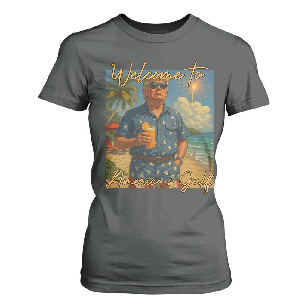 Welcome To Americas Gulf T Shirt For Women Funny Trump Americana Retro Summer Vibe TS02 Dark Heather Print Your Wear