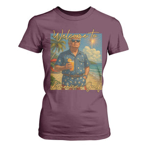 Welcome To Americas Gulf T Shirt For Women Funny Trump Americana Retro Summer Vibe TS02 Maroon Print Your Wear