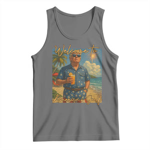 Welcome To Americas Gulf Tank Top Funny Trump Americana Retro Summer Vibe TS02 Black Heather Print Your Wear