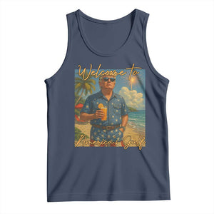 Welcome To Americas Gulf Tank Top Funny Trump Americana Retro Summer Vibe TS02 Navy Print Your Wear