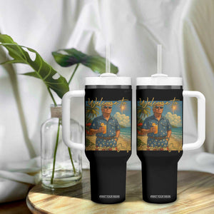 Welcome To Americas Gulf Tumbler With Handle Funny Trump Americana Retro Summer Vibe TS02 Print Your Wear