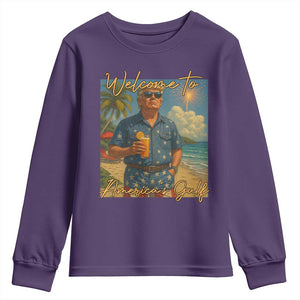 Welcome To Americas Gulf Youth Sweatshirt Funny Trump Americana Retro Summer Vibe TS02 Purple Print Your Wear