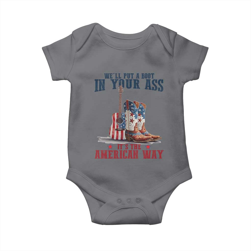 Funny Boot in Your Ass American Way Baby Onesie Patriotic Country Style USA Pride TS02 Charcoal Print Your Wear