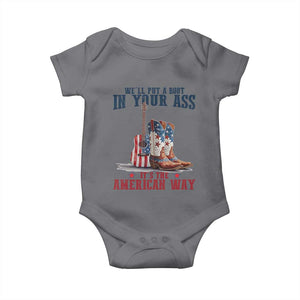 Funny Boot in Your Ass American Way Baby Onesie Patriotic Country Style USA Pride TS02 Charcoal Print Your Wear