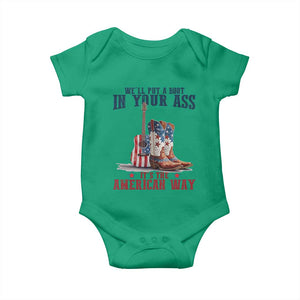 Funny Boot in Your Ass American Way Baby Onesie Patriotic Country Style USA Pride TS02 Irish Green Print Your Wear