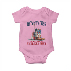 Funny Boot in Your Ass American Way Baby Onesie Patriotic Country Style USA Pride TS02 Light Pink Print Your Wear
