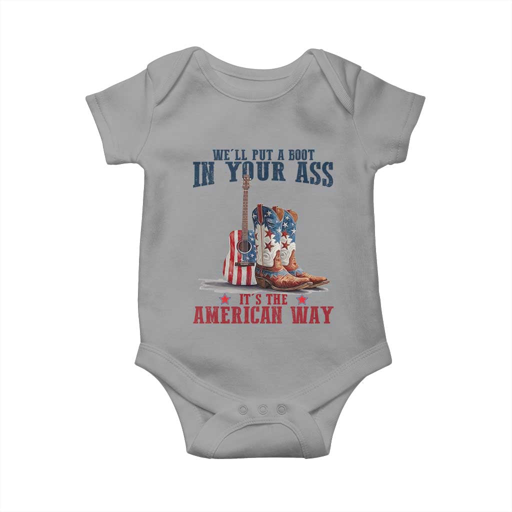 Funny Boot in Your Ass American Way Baby Onesie Patriotic Country Style USA Pride TS02 Sport Gray Print Your Wear
