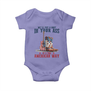 Funny Boot in Your Ass American Way Baby Onesie Patriotic Country Style USA Pride TS02 Violet Print Your Wear
