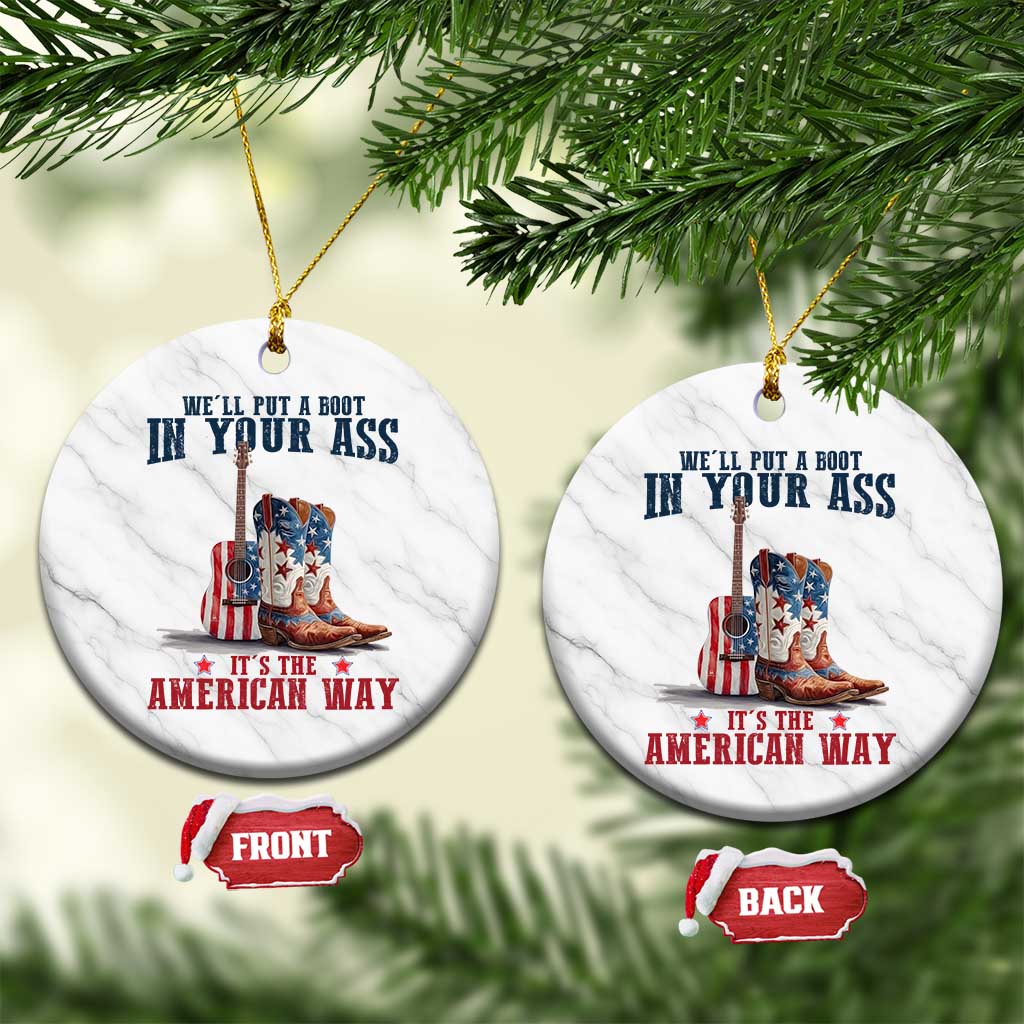 Funny Boot in Your Ass American Way Ceramic Ornament Patriotic Country Style USA Pride TS02 1pc White Marble Print Your Wear