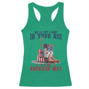 Funny Boot in Your Ass American Way Racerback Tank Top Patriotic Country Style USA Pride TS02 Irish Green Print Your Wear