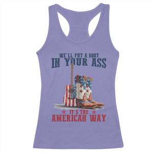 Funny Boot in Your Ass American Way Racerback Tank Top Patriotic Country Style USA Pride TS02 Violet Print Your Wear