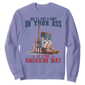 Funny Boot in Your Ass American Way Sweatshirt Patriotic Country Style USA Pride TS02 Violet Print Your Wear