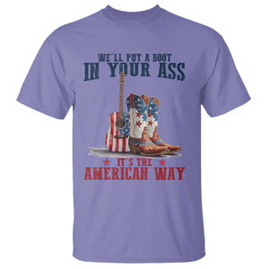 Funny Boot in Your Ass American Way T Shirt Patriotic Country Style USA Pride TS02 Violet Print Your Wear