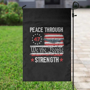 Peace Through Strength Garden Flag Patriotic Midnight Hammer Jet American Flag TS02 Print Your Wear