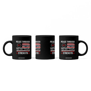 Peace Through Strength Coffee Mug Patriotic Midnight Hammer Jet American Flag TS02 Print Your Wear