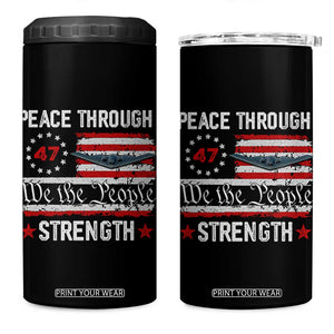 Peace Through Strength 4 in 1 Can Cooler Tumbler Patriotic Midnight Hammer Jet American Flag TS02 One Size: 16 oz Black Print Your Wear