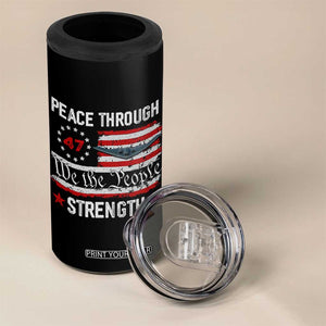 Peace Through Strength 4 in 1 Can Cooler Tumbler Patriotic Midnight Hammer Jet American Flag TS02 Print Your Wear
