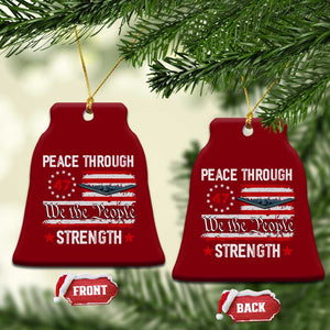 Peace Through Strength Ceramic Ornament Patriotic Midnight Hammer Jet American Flag TS02 Print Your Wear