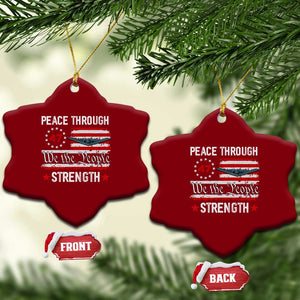 Peace Through Strength Ceramic Ornament Patriotic Midnight Hammer Jet American Flag TS02 Print Your Wear