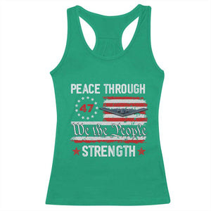 Peace Through Strength Racerback Tank Top Patriotic Midnight Hammer Jet American Flag TS02 Irish Green Print Your Wear