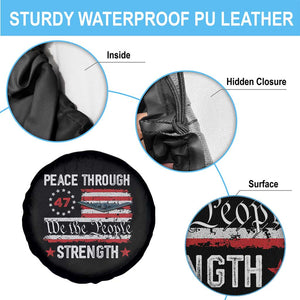 Peace Through Strength Spare Tire Cover Patriotic Midnight Hammer Jet American Flag TS02 Print Your Wear