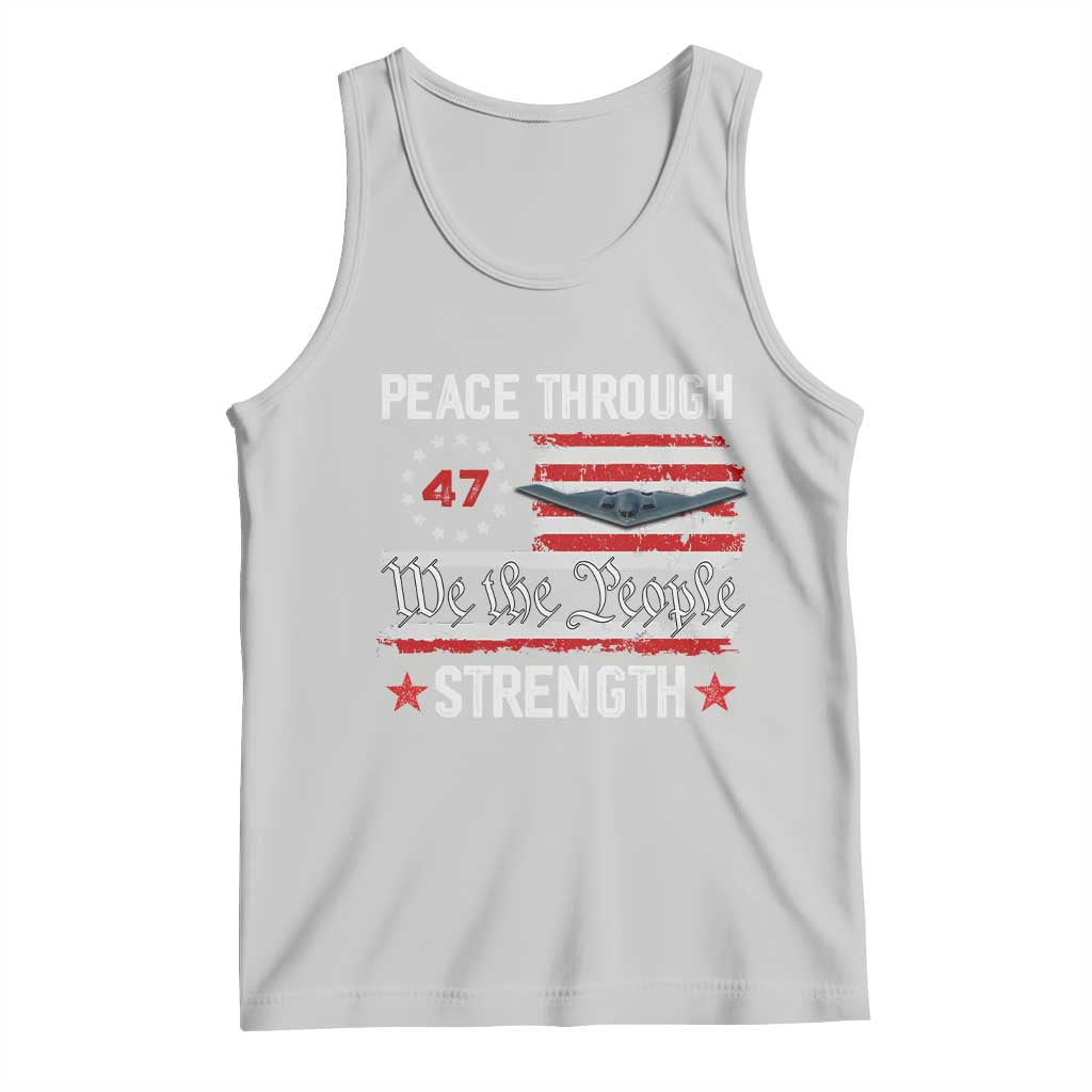 Peace Through Strength Tank Top Patriotic Midnight Hammer Jet American Flag TS02 Ash Print Your Wear