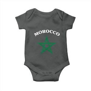 Morocco Pride Flag Star Baby Onesie Patriotic Moroccan Heritage Souvenir TS02 Dark Heather Print Your Wear