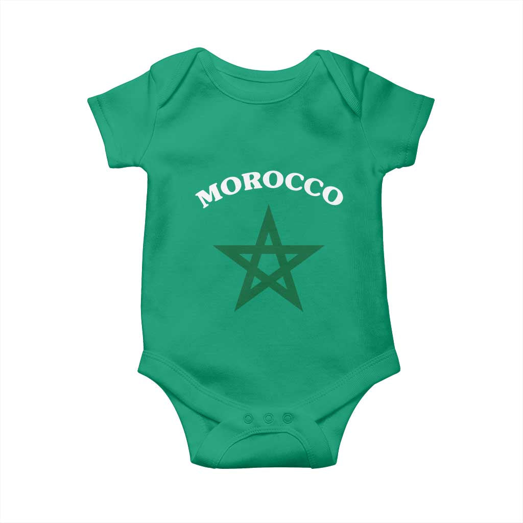 Morocco Pride Flag Star Baby Onesie Patriotic Moroccan Heritage Souvenir TS02 Irish Green Print Your Wear