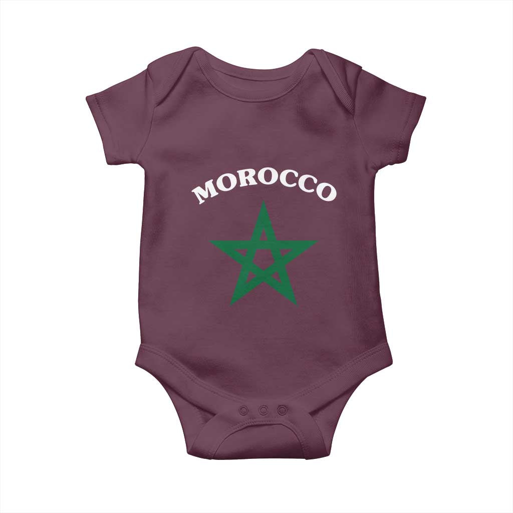 Morocco Pride Flag Star Baby Onesie Patriotic Moroccan Heritage Souvenir TS02 Maroon Print Your Wear