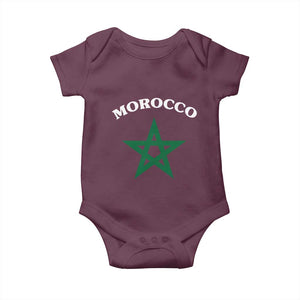 Morocco Pride Flag Star Baby Onesie Patriotic Moroccan Heritage Souvenir TS02 Maroon Print Your Wear
