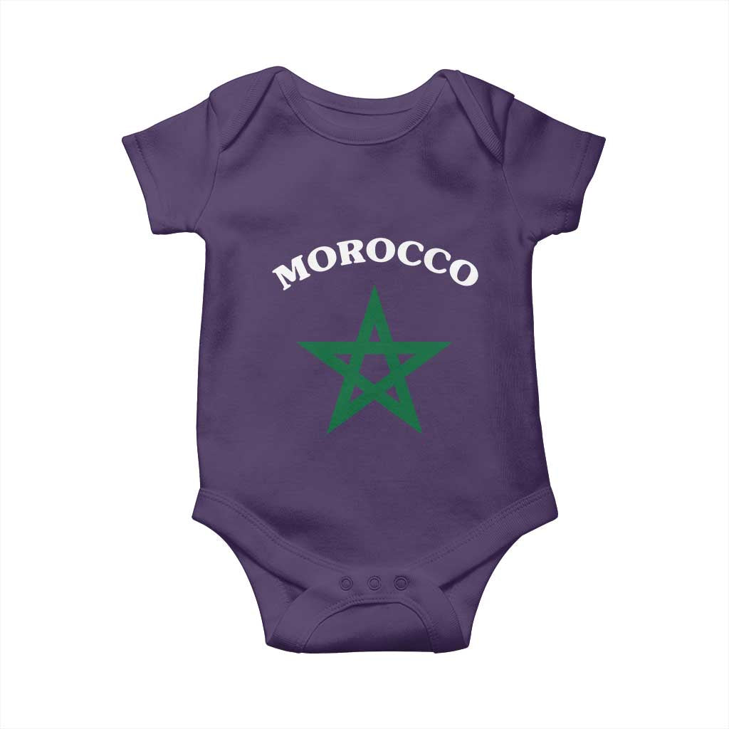 Morocco Pride Flag Star Baby Onesie Patriotic Moroccan Heritage Souvenir TS02 Purple Print Your Wear