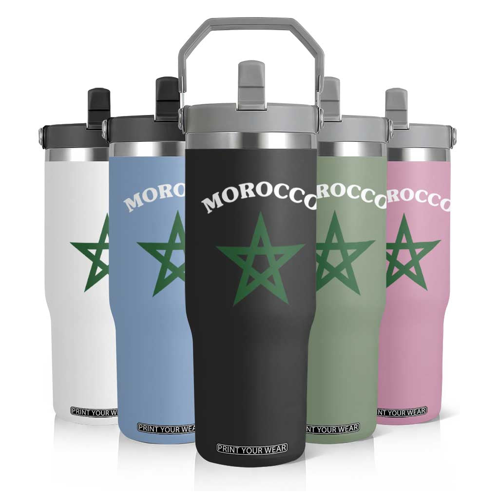 Morocco Pride Flag Star Flip Straw Tumbler Patriotic Moroccan Heritage Souvenir TS02 Print Your Wear
