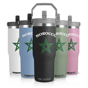 Morocco Pride Flag Star Flip Straw Tumbler Patriotic Moroccan Heritage Souvenir TS02 Print Your Wear