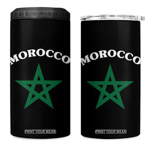 Morocco Pride Flag Star 4 in 1 Can Cooler Tumbler Patriotic Moroccan Heritage Souvenir TS02 One Size: 16 oz Black Print Your Wear