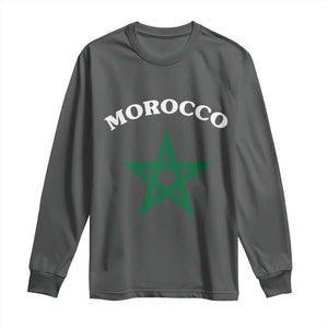 Morocco Pride Flag Star Long Sleeve Shirt Patriotic Moroccan Heritage Souvenir TS02 Dark Heather Print Your Wear