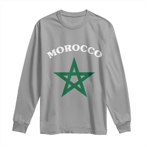Morocco Pride Flag Star Long Sleeve Shirt Patriotic Moroccan Heritage Souvenir TS02 Sport Gray Print Your Wear