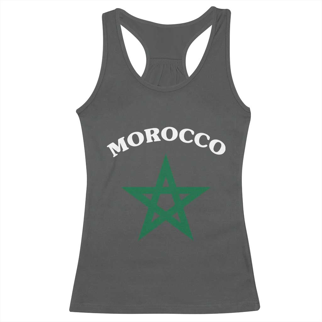 Morocco Pride Flag Star Racerback Tank Top Patriotic Moroccan Heritage Souvenir TS02 Dark Heather Print Your Wear