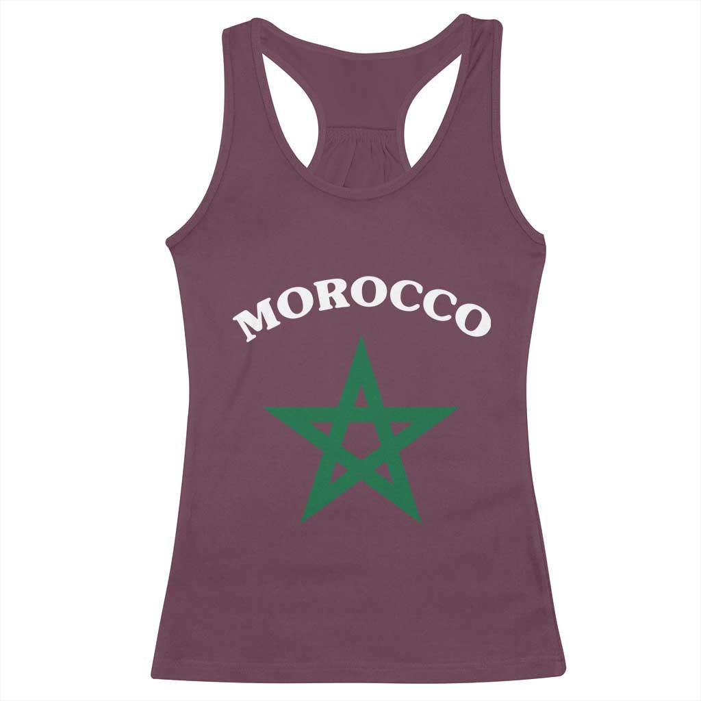 Morocco Pride Flag Star Racerback Tank Top Patriotic Moroccan Heritage Souvenir TS02 Maroon Print Your Wear